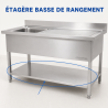 Plonge Inox 1 Bac 1200x600 mm, Odkvapkávač Vpravo, Zadný panel