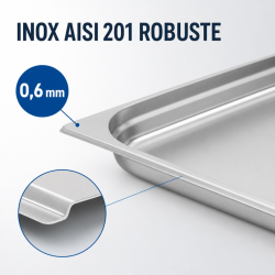 Bac Gastro GN 1/1 Inox 40 mm - 4 L - Cuisine Pro
