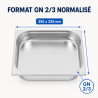 Bac Gastro GN 2/3 Inox 65 mm 5,5 L — Bac Gastronorme Pro