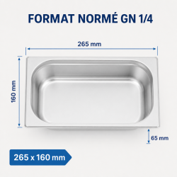 Bac Gastro GN 1/4 Inox — Hĺbka 65 mm — 1,8 L