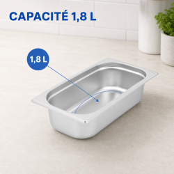 Bac Gastro GN 1/4 Inox — Hĺbka 65 mm — 1,8 L