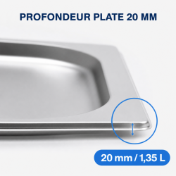 Bac Gastro GN 2/3 Inox — Hĺbka 20 mm, 1,35 L