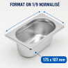 Bac Gastro GN 1/9 Inox - Hĺbka 65 mm - 0,6 L
