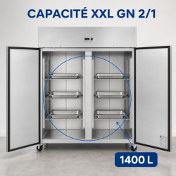 Pozitívna chladnička 1400 L Inox GN 2/1 – 2 dvere