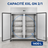 Pozitívna chladnička 1400 L Inox GN 2/1 – 2 dvere