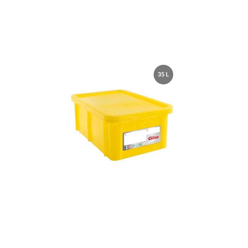 Bac Rectangulaire 35 L + Couvercle Jaune HACCP