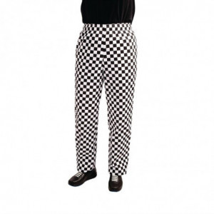 Easyfit Kitchen Pants in White and Black Checkered - Size M - Whites Chefs Clothing - Fourniresto