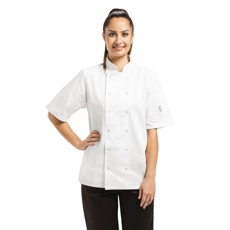 Biela unisex kuchynská bunda s krátkymi rukávmi Vegas - Veľkosť M - Whites Chefs Clothing - Fourniresto