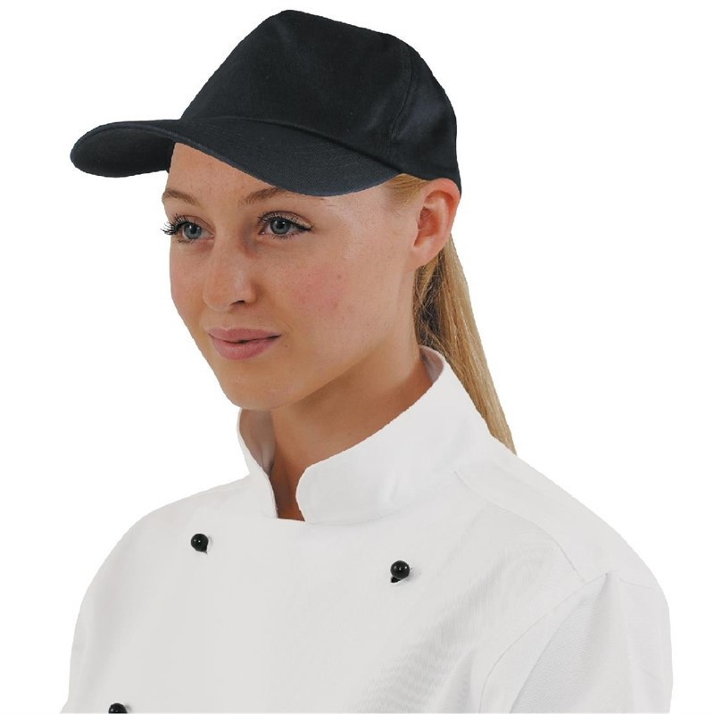 Basebalová čiapočka čierna s nastaviteľným popruhom - jedna veľkosť - Whites Chefs Clothing - Fourniresto