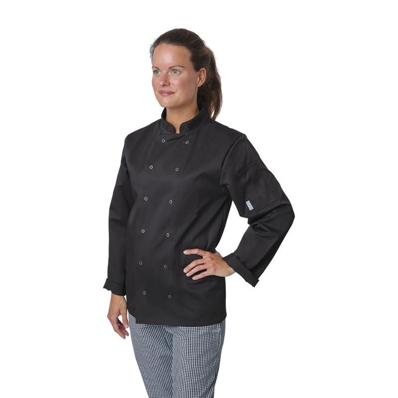 Unisex Black Long Sleeve Vegas Kitchen Jacket - Size S - Whites Chefs Clothing - Fourniresto