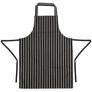 Black and White Striped Kitchen Apron 760 x 970 mm - Whites Chefs Clothing - Fourniresto