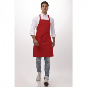 Bib Apron With Adjustable Neck Strap And Double Pocket Red 610 X 860 Mm - Chef Works - Fourniresto