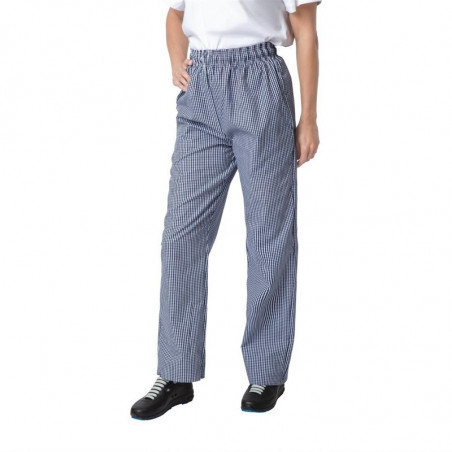 Pantalon de Cuisine Mixte Vegas à Petits Carreaux Bleus et Blancs - Taille XL - Whites Chefs Clothing - Fourniresto