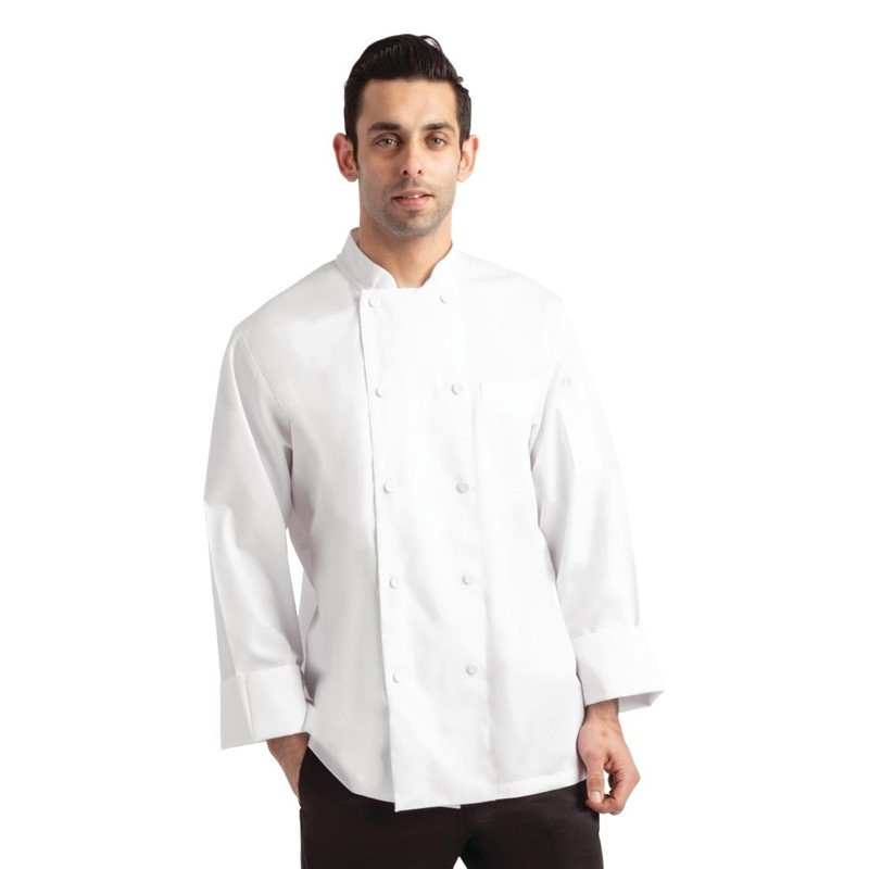 White Unisex Long Sleeve Calgary Kitchen Jacket - Size XXL - Chef Works - Fourniresto