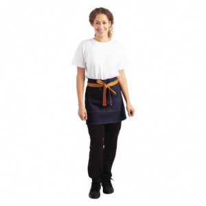 Tablier de Serveur Denim Bleu avec Ceinture Ocre en Coton 700 x 430 mm - Whites Chefs Clothing - Fourniresto