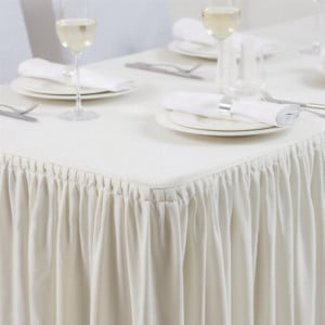 Rectangular fringed ecru tablecloth and underskirt 750 x 1820 mm - FourniResto - Fourniresto