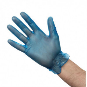 Gants Alimentaires En Vinyle Poudré Bleus Taille Xl - Lot De 100 - Vogue - Fourniresto