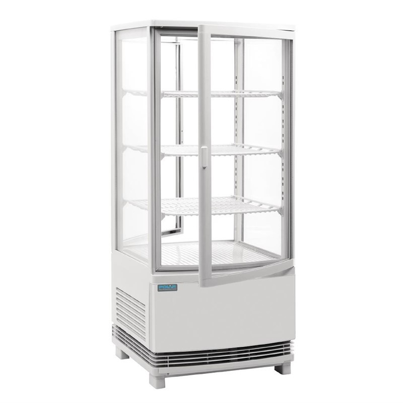 White Positive Refrigerated Display Case 2 Curved Doors 86 L - Polar