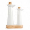 Bottle Oil And White Vinegar With Wooden Stand And Corks - Olympia - Fourniresto