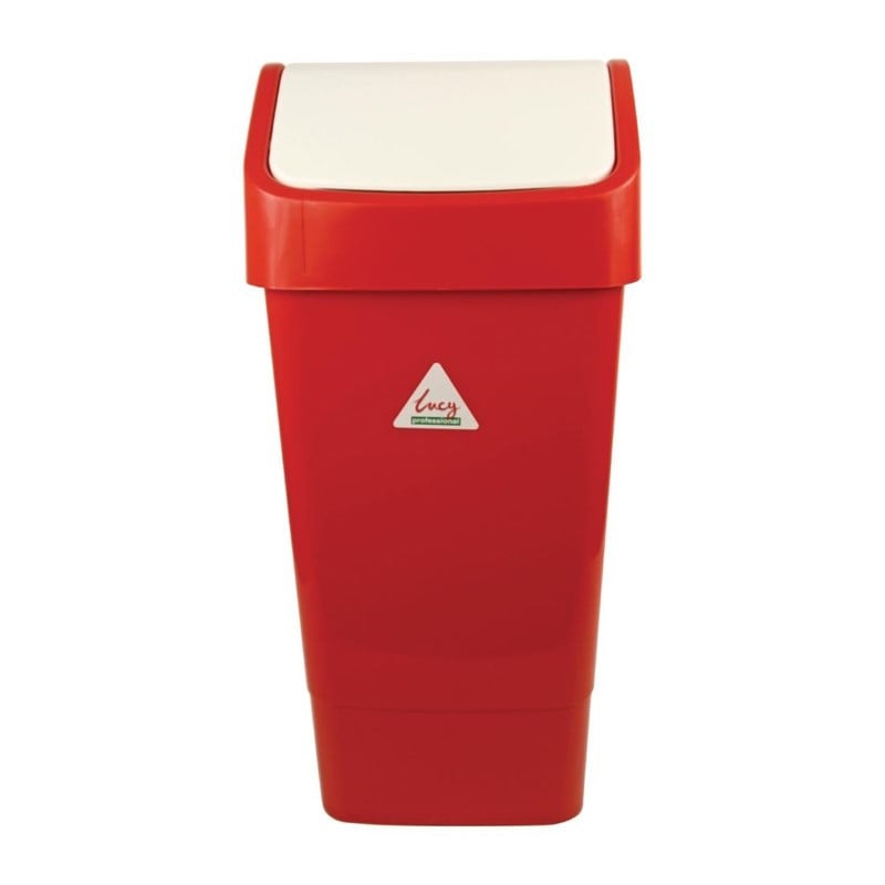 Red Polypropylene Swing Lid Bin 50 L - Scot Young - Fourniresto