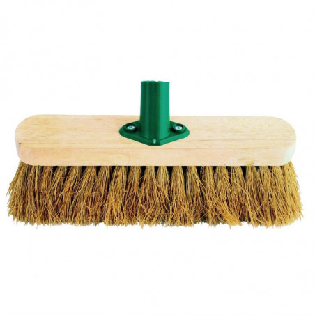 Soft Coco Broom Head with Wooden Handle 305mm - Jantex - Fourniresto