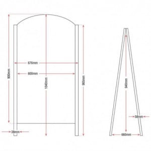 Tabuľa na chodník s čiernou kovovou konštrukciou 675 x 660 mm - Olympia - Fourniresto