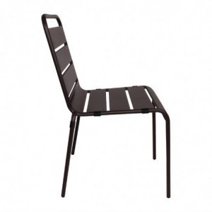 Chaise Empliable à Lattes Noire en Acier - Lot de 4 - Bolero - Fourniresto