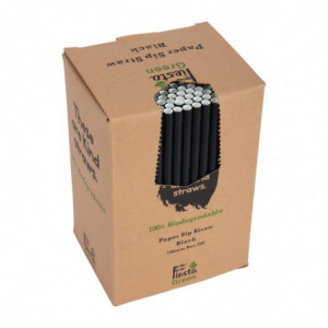 Pailles Agitateurs en Papier Compostables Noires - Lot de 250 pailles - Fiesta Green - Fourniresto