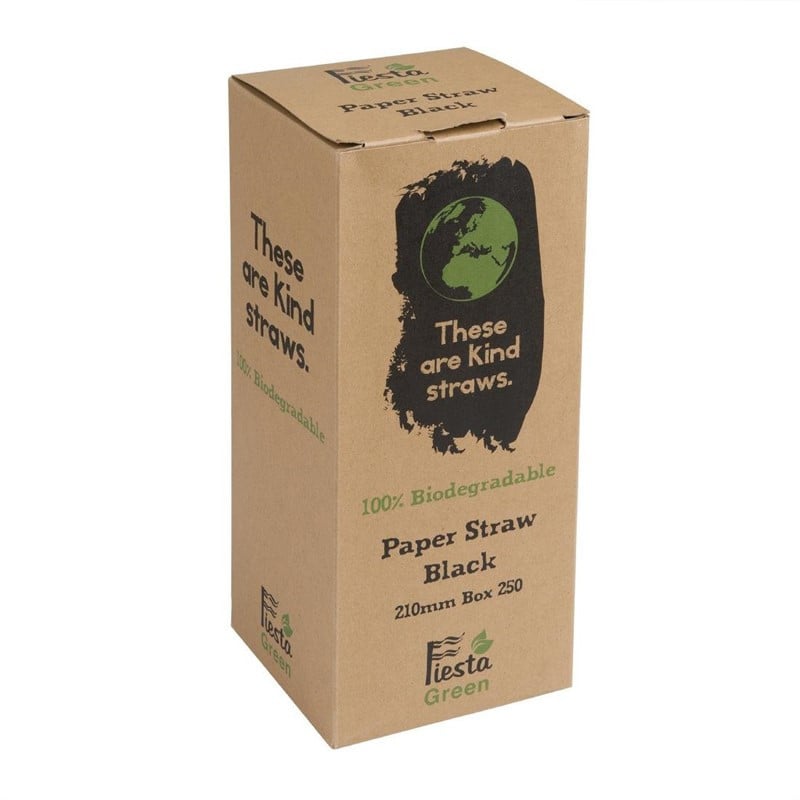 Pailles en Papier Compostables Noires 210mm - Lot de 250 - Fiesta Green - Fourniresto