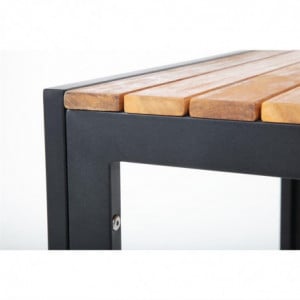 Square Table in Steel and Acacia 80 cm - Bolero - Fourniresto