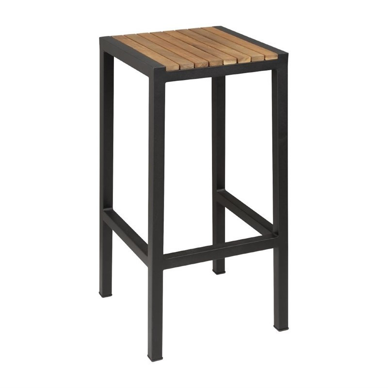 Tabourets de Bar en Acier et Acacia - Lot de 2 - Bolero - Fourniresto