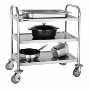 Chariot De Débarrassage en Inox - 3 Niveaux - L 710 X P 405mm - 128Kg - Vogue