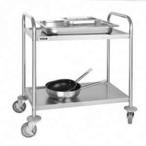 Petit Chariot De Débarrassage En Inox - 2 Niveaux - L 710 x P 405mm - Vogue