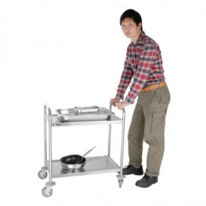 Petit Chariot De Débarrassage En Inox - 2 Niveaux - L 710 x P 405mm - Vogue