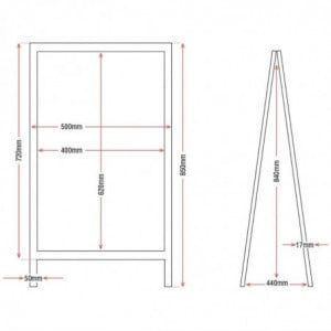 Tabuľa na chodník s dreveným rámom 1200 x 700 mm - Olympia - Fourniresto