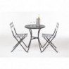 Round Perforated Steel Bistro Table - Black - 600mm - Bolero - Fourniresto