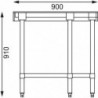 Stolík s rohovým nerezovým rámem 900 x 700 mm - Vogue