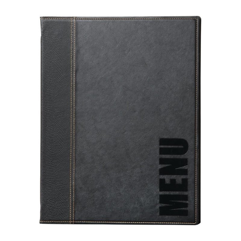 Contemporary A4 Black Menu Cover - Securit - Fourniresto