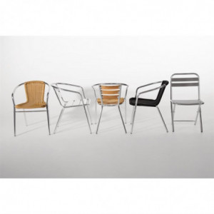 Stackable Black and Aluminum Rattan Armchairs - Set of 4 - Bolero - Fourniresto