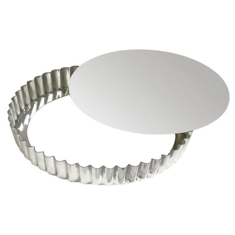Fluted Round Tart Pan with Removable Bottom - Tinplate - Ø 280 mm - TELLIER