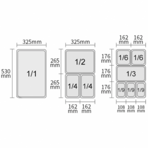 Bak gastronorma GN 1/1 - 9 L - H 65 mm