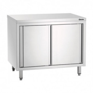 Stainless Steel Cabinet with Sliding Doors and Shelf - L 1200 mm