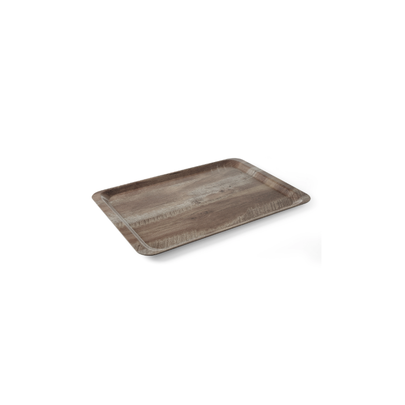 Melamine Printed Dark Wood Service Tray - 350 x 240 mm