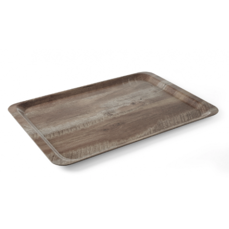 Printed Dark Wood Melamine Serving Tray - 430 x 330 mm