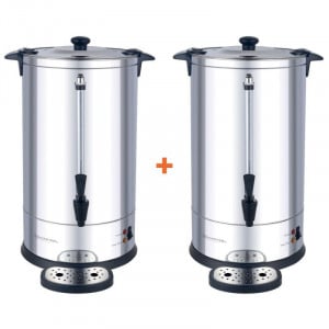 Pack of 2 Professional Coffee Percolators 14 L with Permanent Filter - 100 Cups - Dynasteel