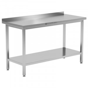 Stainless Steel Table 1600x700 mm with Backsplash and Lower Shelf
