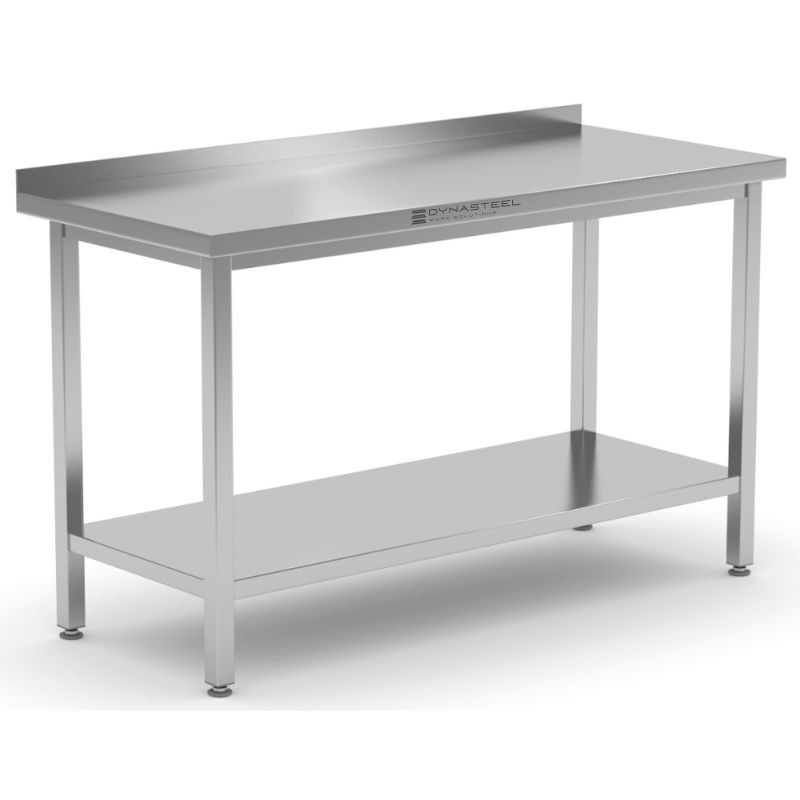 Stainless Steel Table with Backsplash and Shelf - Dynasteel | Professional Quality