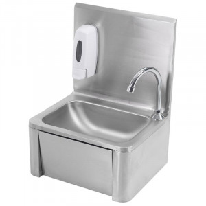 Lave-Mains Inox Commande Fémorale avec Dosseret et Savon