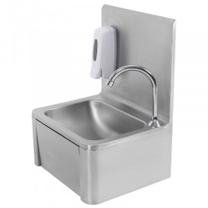 Lave-Mains Inox Commande Fémorale avec Dosseret et Savon