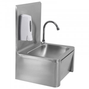 Lave-Mains Inox Commande Fémorale avec Dosseret et Savon